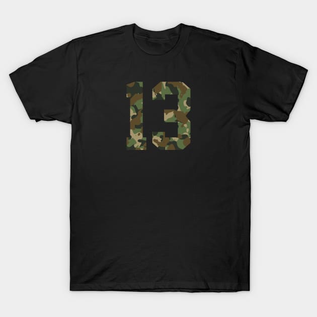 Camouflage number 13 T-Shirt by Eric Okore